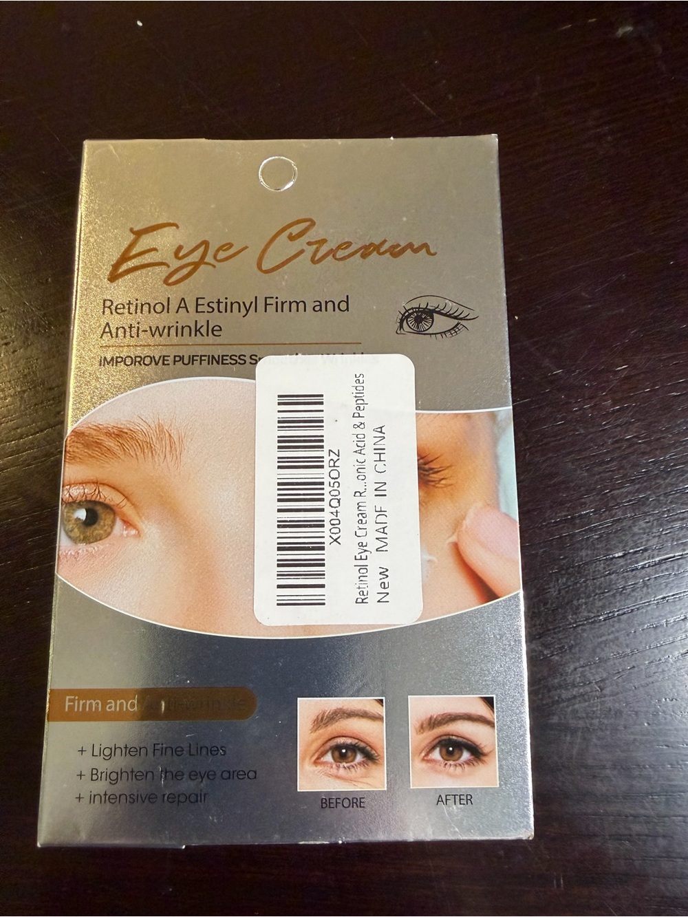 Retinol Eye Cream Anti-Wrinkle Eye Treatment - Gold & Cream Packaging